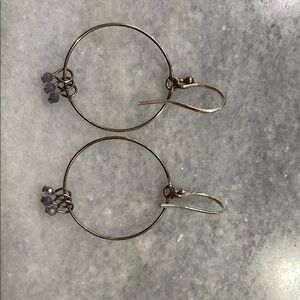 Elegant silver Hoop Earrings with purple stones